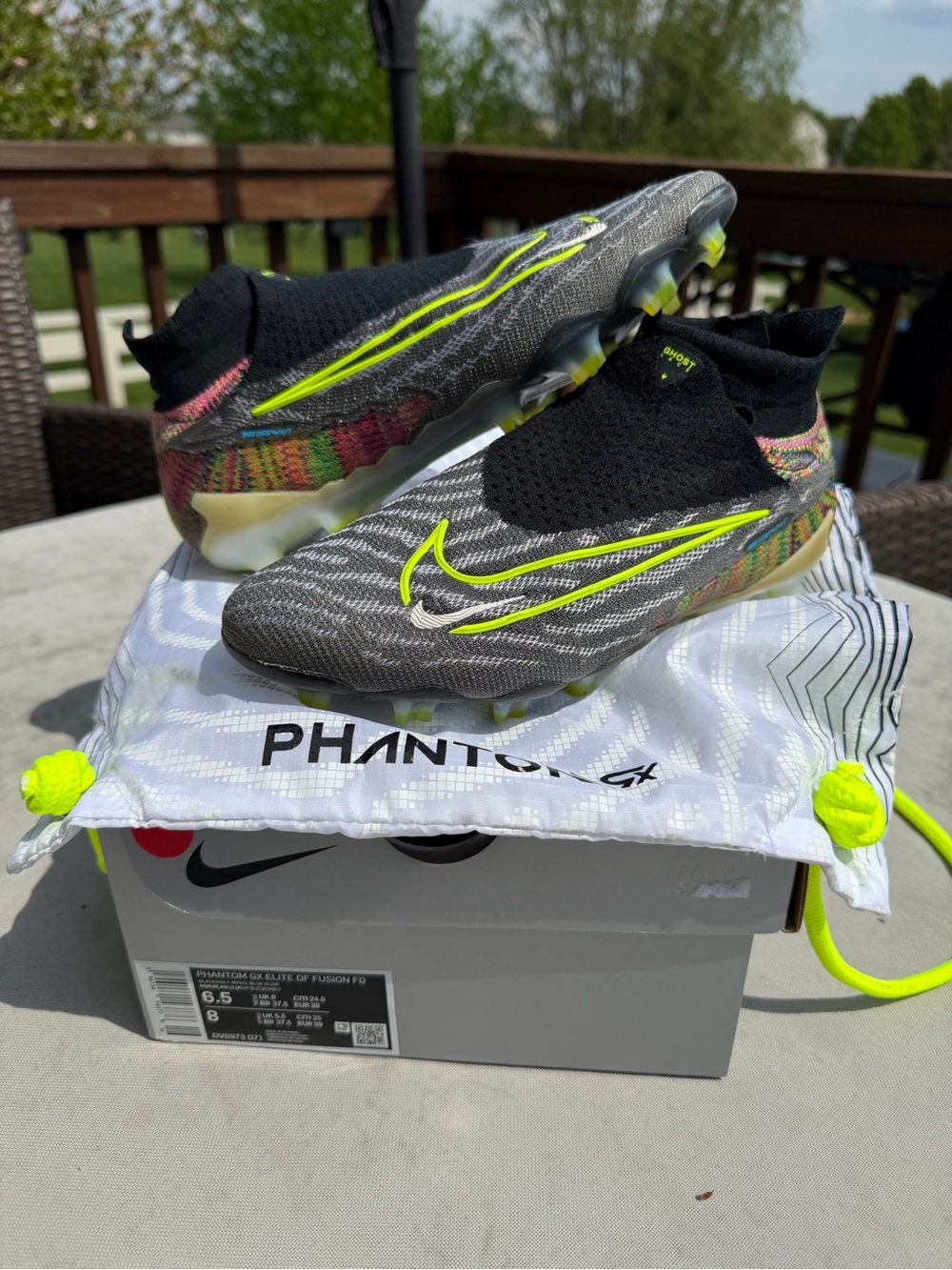 NIKE GRIPKNIT PHANTOM GX ELITE DYNAMIC FIT FUSION FG SOCCER CLEATS SIZE 6.5